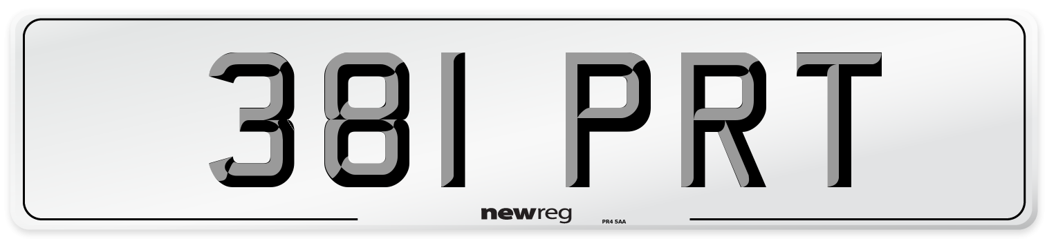 381 PRT Number Plate from New Reg